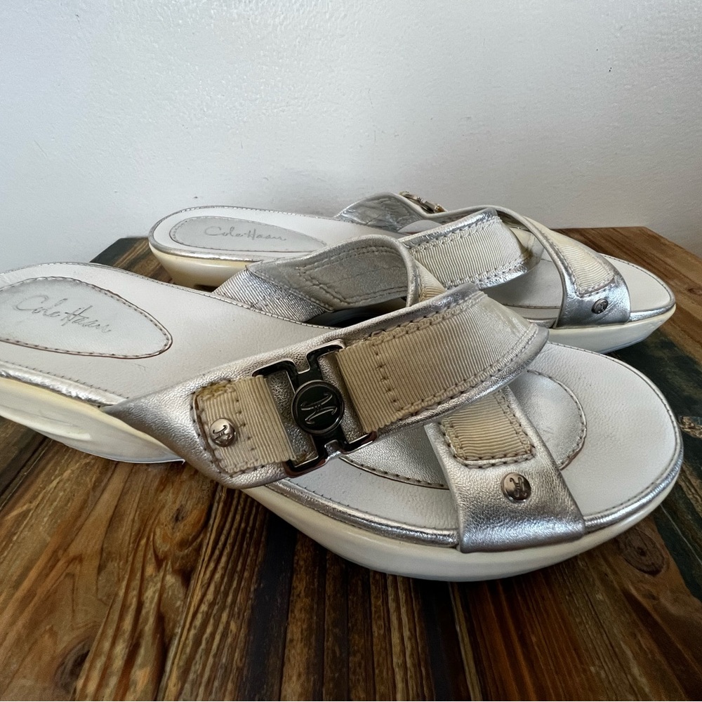 Cole Haan Nike Air Alta Slides Silver Sandals Size 8B